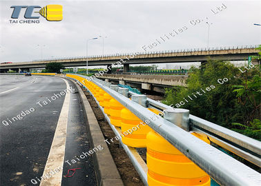 Galvanized Rail Safety Roller Barrier System Pu Rollers Yellow Rustproof