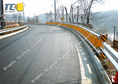 Curve Roads Rolling Guardrail Barrier , Anti Corrosion Box Beam Guardrail