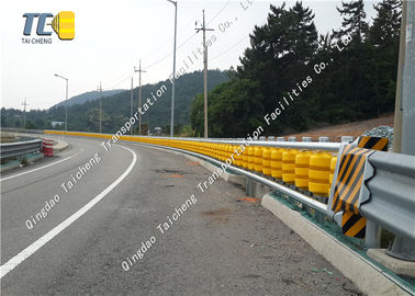 Safety Highway Road Roller Barrier Rolling Guardrail Yellow Anti Corrosion