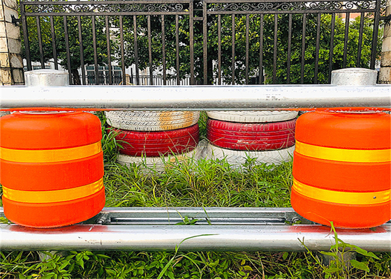 Buy PU Skin EVA Foam Filled Rotating Safety Barrier Red Orange Color Free online manufacture