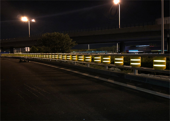 Orange Yellow Barrel Guardrail Barrier With Reflective Stripe