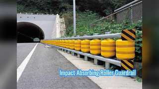 Highway Roller Guardrail Safety Yellow Barrel 350x500mm